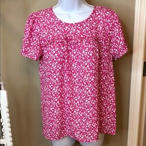 Pleione Hot Pink and White Floral Blouse